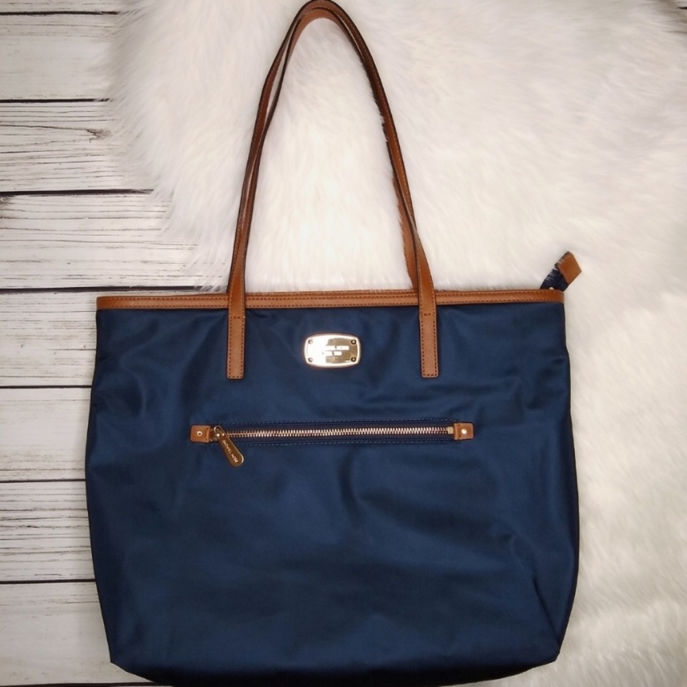 Michael Kors Dark Teak /Blue Nylon Tote Bag